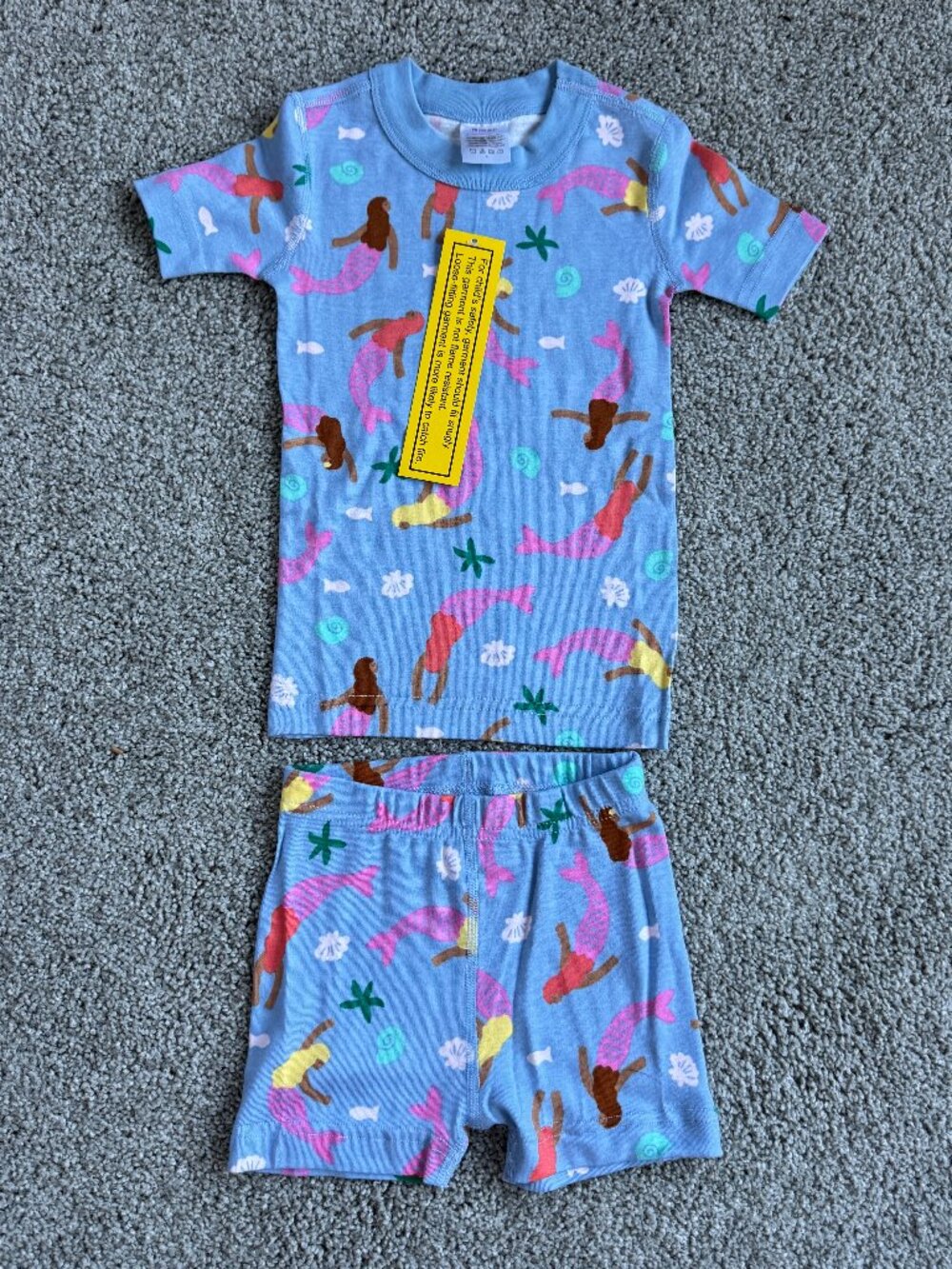 HANNA ANDERSSON Pajama shirt & shorts set, Size 3T, Blue with mermaid design NWT